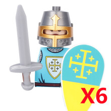 (B18-33-2-6PCS)Medieval MOC Soldier Figure Building Blocks Roman Warrior Egyptian Pharaoh Peasant Witches Militia Weapon DIY Mini Toy Gift T019