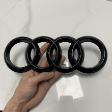 (Front 2020-2024 1p) AUDI A4 2013-2024 4-Ring-Logo ABS Schwarz Direkt abgedecktes Emblem Motorhaube