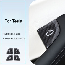 (Carbon schwarz B) 4 Stück Türschalterabdeckungen aus echter Kohlefaser für Tesla Model 3 Y ab 2018