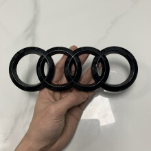 (Heck 2013–2016 1 Stück) AUDI A4 2013–2024 4-Ring-Logo ABS Schwarz Direkt abgedecktes Emblem Motorha