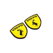 (schwarz-gelb – 2 Stück) 2 Stück 3D-Stereo-Elch-Logo-Schild-Emblem Autoaufkleber für Volvo V50 S60 X