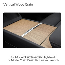(Vertikales Holz) Schutzaufkleber für die Mittelkonsole des Tesla Model 3 Highland Y Juniper (2024–2