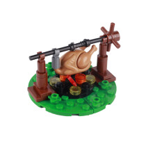 (B24-13-2)MOC Notice Board Building Blocks Bee Farm Fountain Bonfire Stove Medieval Town Street View Water Wall Bridge Road Sign Brick Toy