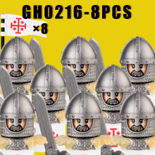 (GH0216-8PCS) Mittelalterliche Militär-Bausteine: Deutscher Orden, Tempelritter, Antike Reiterfigure