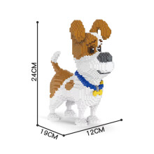 (Yorkshire Terrier Hund, in der Tüte) Niedliches rosa Schweinchen mit Smiley-Motiv – Mini-Bausteine