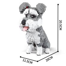 (Schnauzer-Hund, mit Box) Niedliches rosa Schweinchen-Mini-Bausteinspielzeug – Bringt gute Laune und