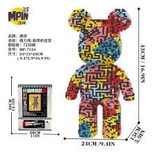 (M7134,No Box)Zombie Bear Building Block Maze Bear Kiss Graffiti Bear Model Assembled Candy Rabbit Magic Bricks Toy For Kids Christmas Gift