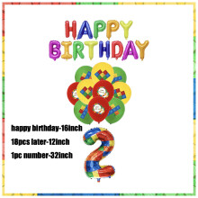 (balloon 2)New Building Block Birthday Party Decoration Colorful Building Blocks Plates Cup Napkins Tableware Tablecloth Supplies Kids Boys