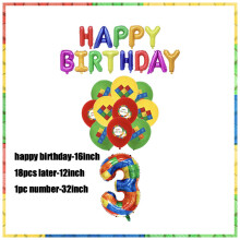 (balloon 3)New Building Block Birthday Party Decoration Colorful Building Blocks Plates Cup Napkins Tableware Tablecloth Supplies Kids Boys