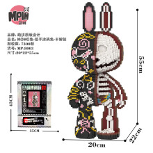(M8003,No Box)Zombie Bear Building Block Maze Bear Kiss Graffiti Bear Model Assembled Candy Rabbit Magic Bricks Toy For Kids Christmas Gift