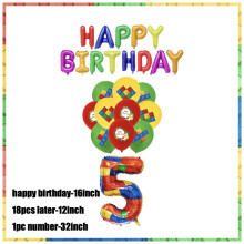 (balloon 5)New Building Block Birthday Party Decoration Colorful Building Blocks Plates Cup Napkins Tableware Tablecloth Supplies Kids Boys