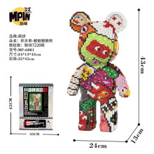 (M6881, ohne Box) Zombie-Bär-Baustein-Labyrinth, Bärenkuss, Graffiti-Bär-Modell, zusammengebautes Sü