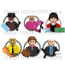 (6pcs set JS)Walter White Jesse Pinkman Building Blocks Movie Characters Heisenberg Saul Goodman Ac