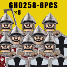 (GH0258-8PCS) Mittelalterliche Militär-Bausteine: Deutsche Ritter, Templer, antike Reiterfiguren, Fl