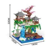 (big peach waterfall,in bag)Taohuatan Lake Themed Micro Brick Building Blocks Set Adult Creative Toy