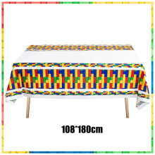 (1pc tablecloth)New Building Block Birthday Party Decoration Colorful Building Blocks Plates Cup Napkins Tableware Tablecloth Supplies Kids Boys