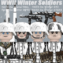 (Transparent-dunkelrosa) MOC WW2 Deutsche Wintersoldaten Figuren Bausteine Offizier US Infanterie