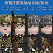 (REDDISH BROWN)MOC WW2 German Winter Soldiers Figures Building Blocks Officer US Infantry British Army Weapons 98K Soviet Red Army Bricks Toys