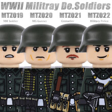 (Olive Green)MOC WW2 German Winter Soldiers Figures Building Blocks Officer US Infantry British Army Weapons 98K Soviet Red Army Bricks Toys