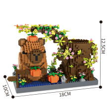 (NO Box)New Capybara Building Blocks Pen Holder Cute Cartoon Animal Desk Pen Storage Assemble Brick Educational Toys Gift For Kids Adult
