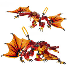 (WHITE)MOC Temple Dragon of Chaos Bounty Tournament Battle Arena Building Block Toy