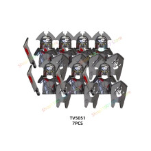 (TV5051 7pcs)7PCS Anime Movie TV6401 TV6402 Series Action Figures Blocks Toy Orcs Medieval Wars Soldiers Building Bricks Model Toys Gift