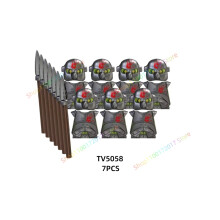 (TV5058 7pcs)7PCS Anime Movie TV6401 TV6402 Series Action Figures Blocks Toy Orcs Medieval Wars Soldiers Building Bricks Model Toys Gift
