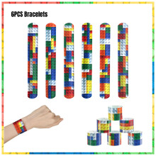 (6pcs papa circle)New Building Block Birthday Party Decoration Colorful Building Blocks Plates Cup Napkins Tableware Tablecloth Supplies Kids Boys