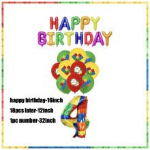 (balloon 4)New Building Block Birthday Party Decoration Colorful Building Blocks Plates Cup Napkins Tableware Tablecloth Supplies Kids Boys
