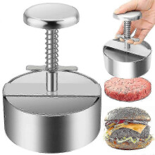 Premium Stainless Steel Burger Press, Adjustable Patty Maker in Silver for Homemade Burgers and BBQ Preparations