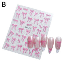 (WR117) Ribbons Bows Nail Stickers White 3D DIY Nail Sticker Jewelry
