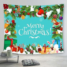 (GT902, Short plush 150x130cm) Nordic Style Christmas Tapestry for Wall Decor - Background Cloth for Festive Events and Parties