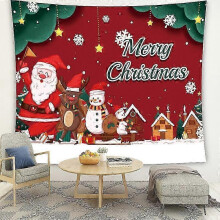 (GT710, Short plush 150x130cm) Nordic Style Christmas Tapestry for Wall Decor - Background Cloth for Festive Events and Parties