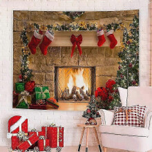 (GT878, Brushed cloth 150x100cm) Christmas Tapestry with Nordic Style Design - Wall Hanging for Holiday Photos and Party Decor