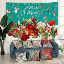 (GT708, Brushed cloth 95x75cm) Christmas Tapestry with Nordic Style Design - Wall Hanging for Holiday Photos and Party Decor