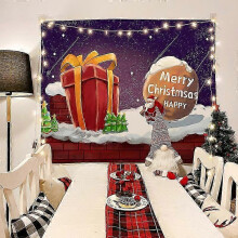 (GT2920, Brushed cloth 95x75cm) Christmas Tapestry with Nordic Style Design - Wall Hanging for Holiday Photos and Party Decor