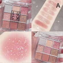 (Black 250, 01 Coral Pink) 9 Grids Eyeshadow Palette Makeup Palette Multicolored Eyeshadow 9 in 1
