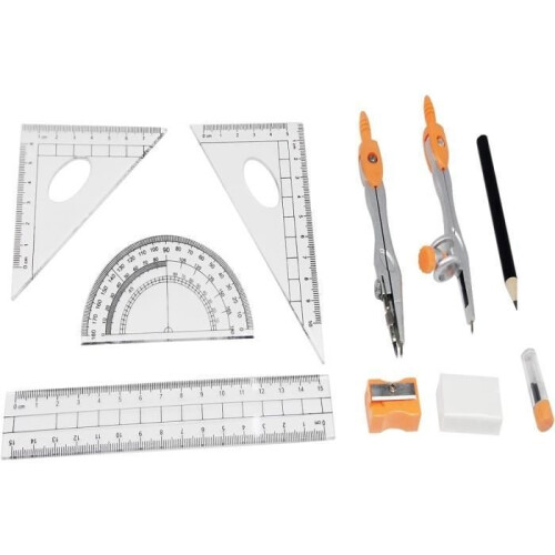 Math Geometry Compass Kit - 10 Pieces Per Set Student Geometric Compass Set High Precision Metal School Compasses [u2577] 2