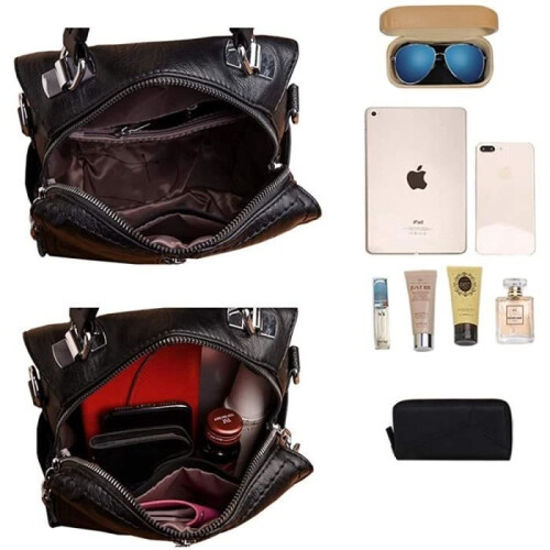 Soft Leather Backpack - Brand - Model - Purple - Lightweight - Elegant 1