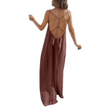 Backless Cami Dresses for Women Sexy Low Back House-brown M