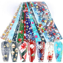 Christmas Nail Stickers -10 Sheets Christmas Nail Foil Transfers Stickers Snowflake Snowmen Santa Christmas Tree