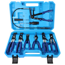 9pcs Hose Clamp Pliers , Automotive Long Reach Hose Clamp Remover Kit with Flexible Wire Clic R Type Swivel Jaw Flat Band Pliers Case, Blue