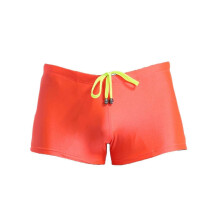 (XL, Orange) Low Rise High Elasticity 3d Cutting Swimming Trunks Men Swim Shorts Guanguan