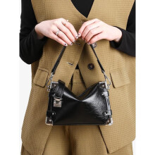(black, 21*7.5*14cm) Women's Soft Leather Square Crossbody Bag Minimalist Black Box Bag Shoulder Handbag for Work Casual