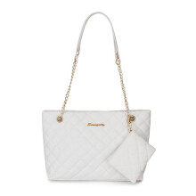 (White) 2026 Fashion Simple Letter Decor Chain Shoulder Bag Quilted Mini Wallet Pouch Tote Bag Women's Crossbody Bag