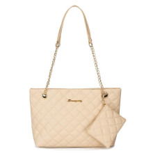 (Apricot) 2026 Fashion Simple Letter Decor Chain Shoulder Bag Quilted Mini Wallet Pouch Tote Bag Women's Crossbody Bag
