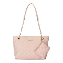(Pink) 2026 Fashion Simple Letter Decor Chain Shoulder Bag Quilted Mini Wallet Pouch Tote Bag Women's Crossbody Bag