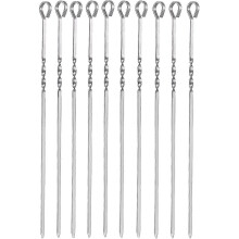 Skewers Set of 10 Stainless Steel BBQ Grilling Skewers Flat for Outdoor Barbecues Family Gatherings