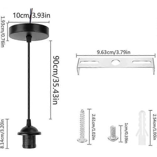 2 Pieces E27 Black Chrome Lamp Ceiling Rose Light Fitting - DD 1