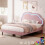 4ft6 Double Bed with LED Adjustable Cloud Headboard Upholstered Frame 18